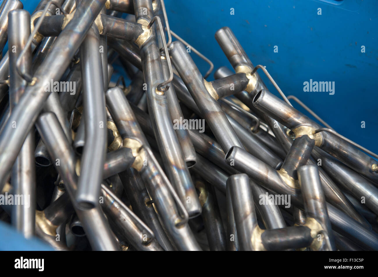 Bicycle parts at Brompton Bicycle Factory in Brentford South West