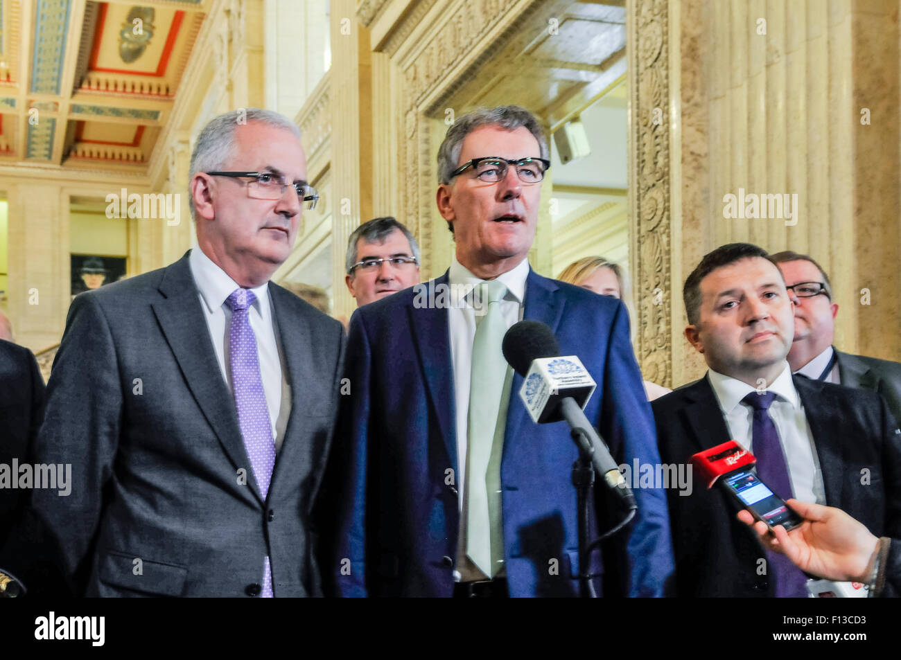 Belfast, Northern Ireland, UK. 26th August, 2015. UUP leader Mike Nesbitt announces that the party will be withdrawing from the Northern Ireland Executive and forming an opposition, following revelations from the PSNI Chief Constable that the IRA are still an active organisation. Credit:  Stephen Barnes/Alamy Live News Stock Photo
