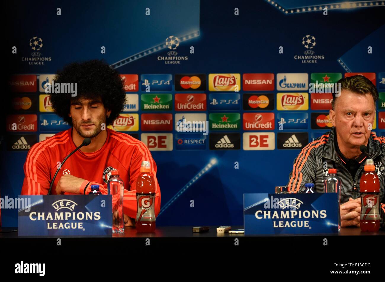 Brugge, Belgium. 26th Aug, 2015. UEFA Champions League football betwwen FC Brugge and Manchester United. Press conference and training for Manchester United. Head coach Manchester's Louis Van Gaal and Manchester's Marouane Fellaini Credit:  Action Plus Sports/Alamy Live News Stock Photo