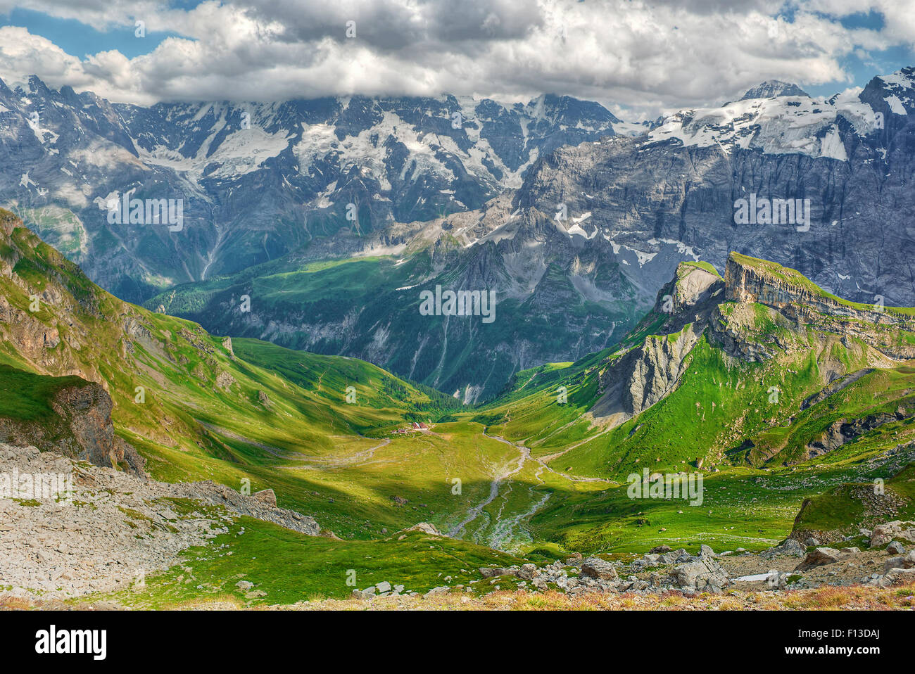 Mountain range, Bernese Alps, Switzerland Stock Photo