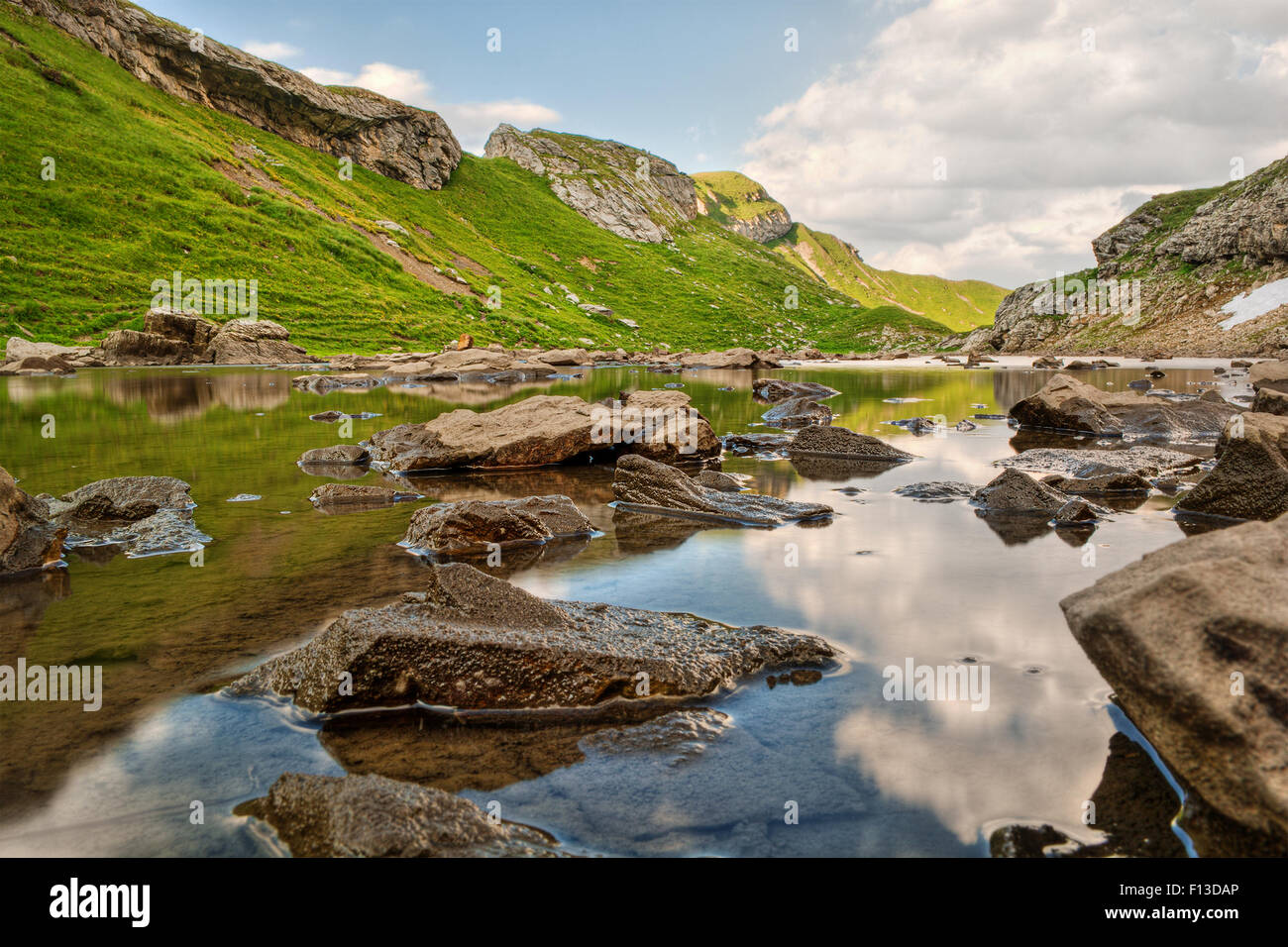Lake in the Bernese Alps, Switzerland Stock Photo