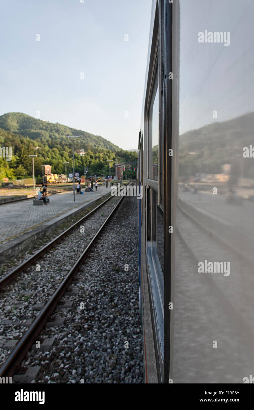 Train trip window view arriving hi-res stock photography and images - Alamy