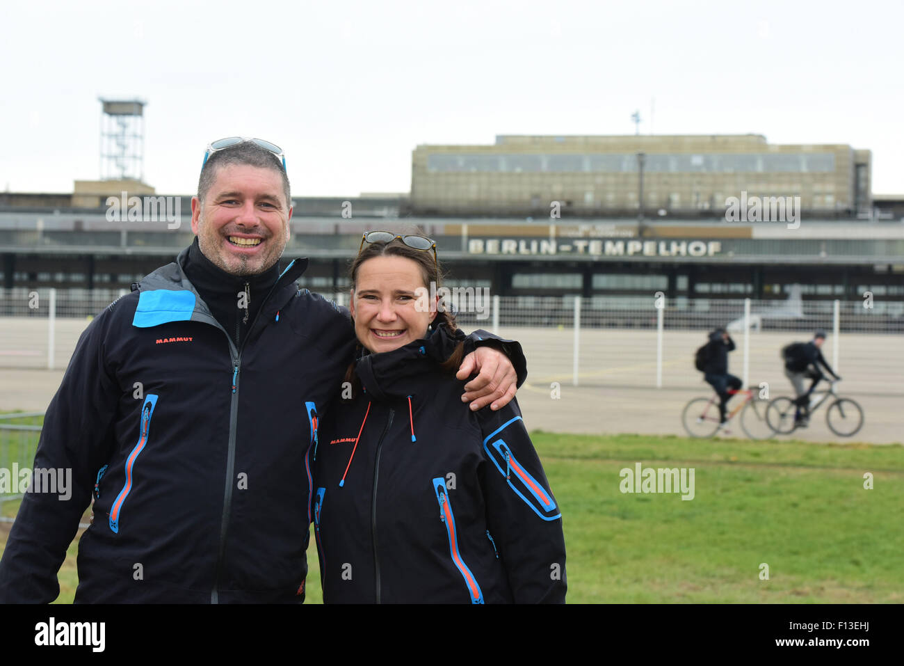 Berlin, Germany, the Trike-Globetrotter Doreen Kroeber and Andreas Zmuda Stock Photo