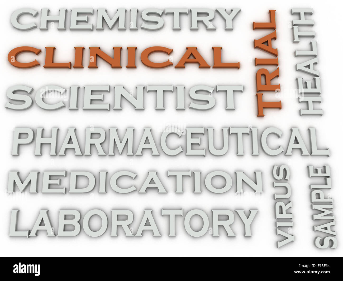 3d image Clinical trial Experiment of a New Product word cloud concept Stock Photo