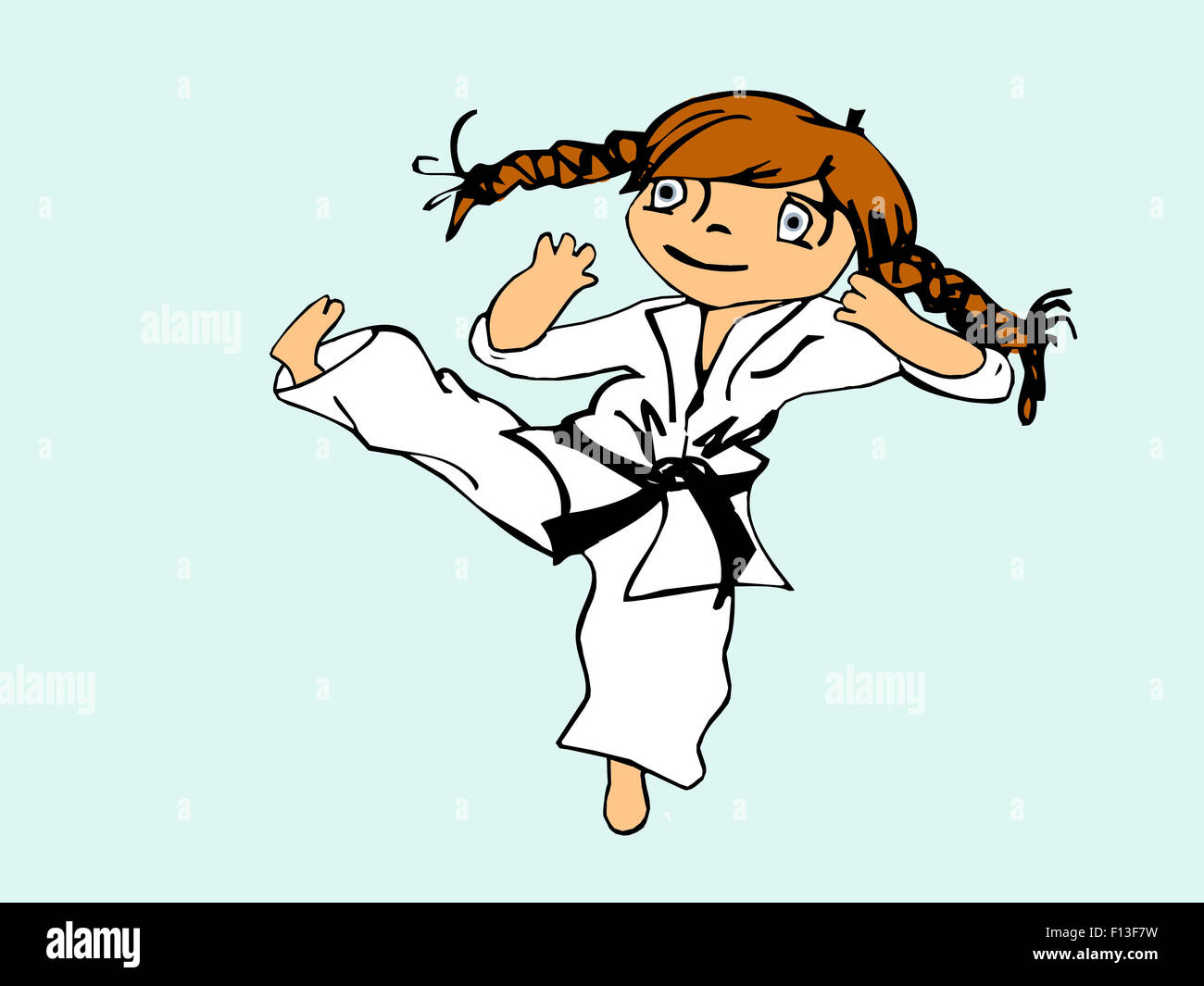 Little girl training karate Stock Photo
