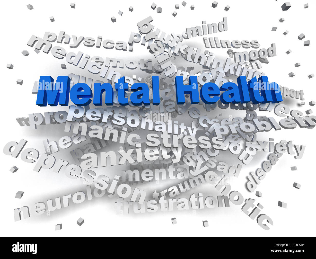 3d image Mental health word cloud concept Stock Photo