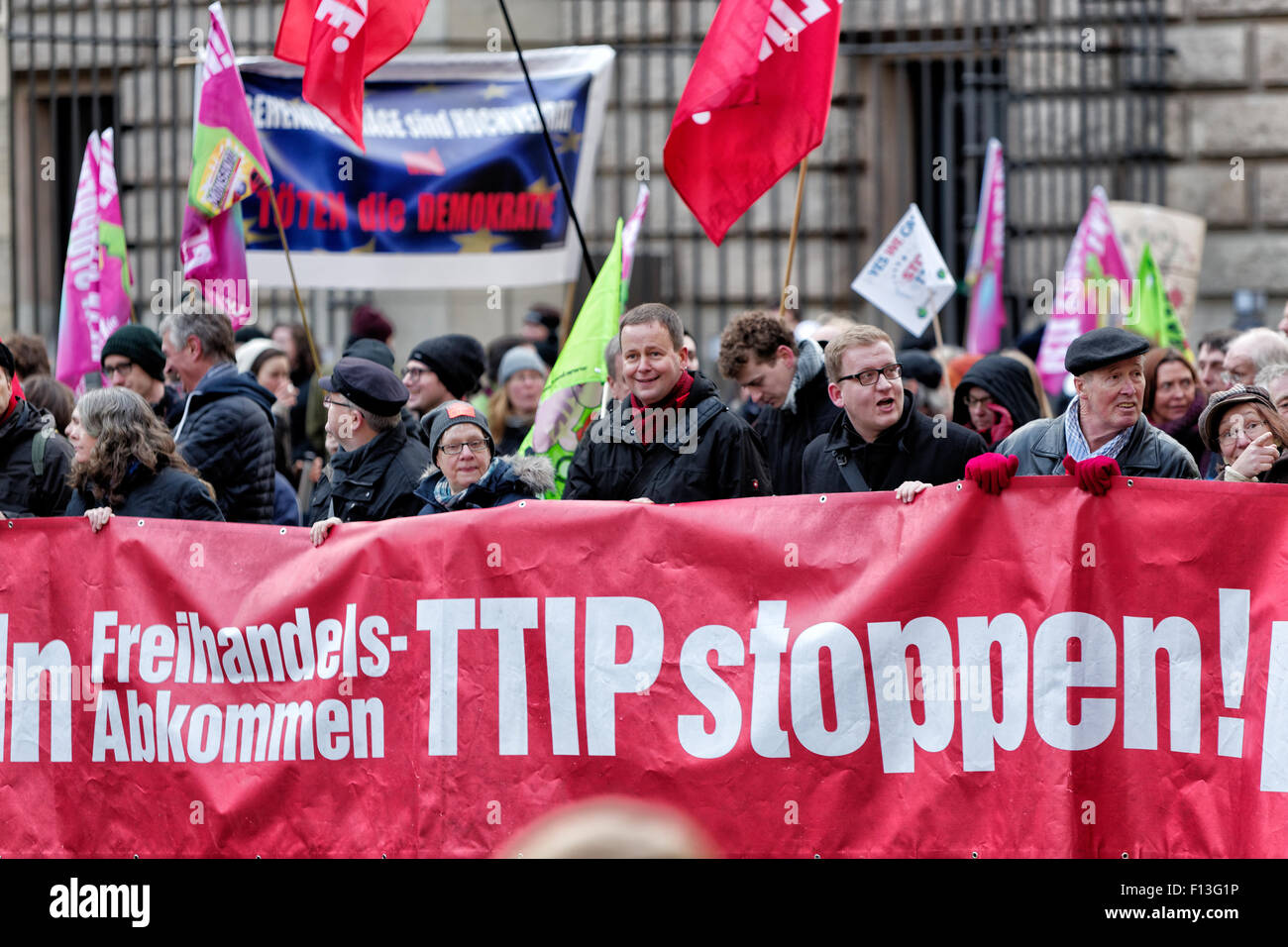 Berlin, Germany, demonstration against TTIP and agricultural policy Stock Photo