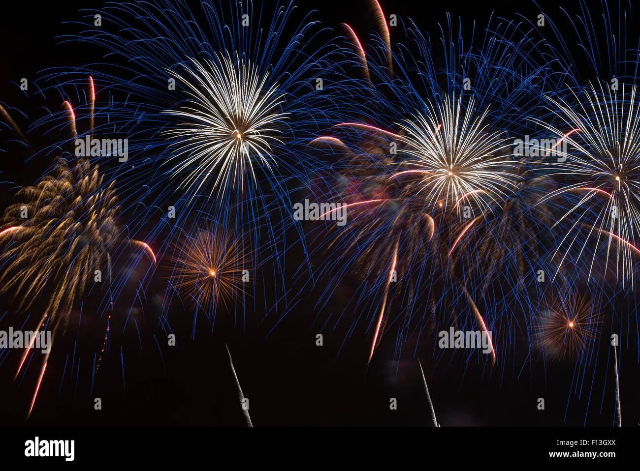 Brightly Colorful Fireworks in the Night Sky Stock Photo - Alamy