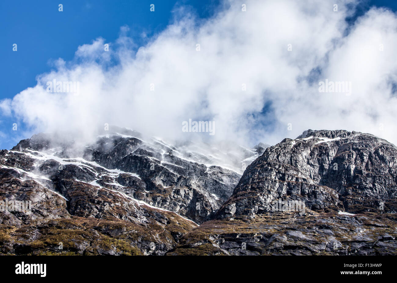 Snowy mountain. Beautiful Nature Norway. Stock Photo