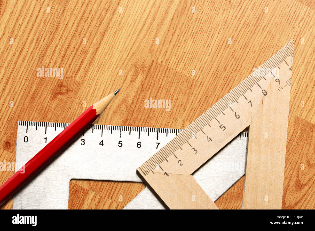Drafting wooden and steel tools with pencil Stock Photo Alamy