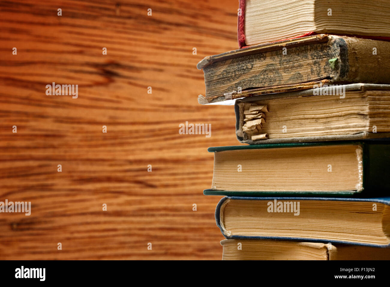 Pile of old used books in closeup Stock Photo Alamy
