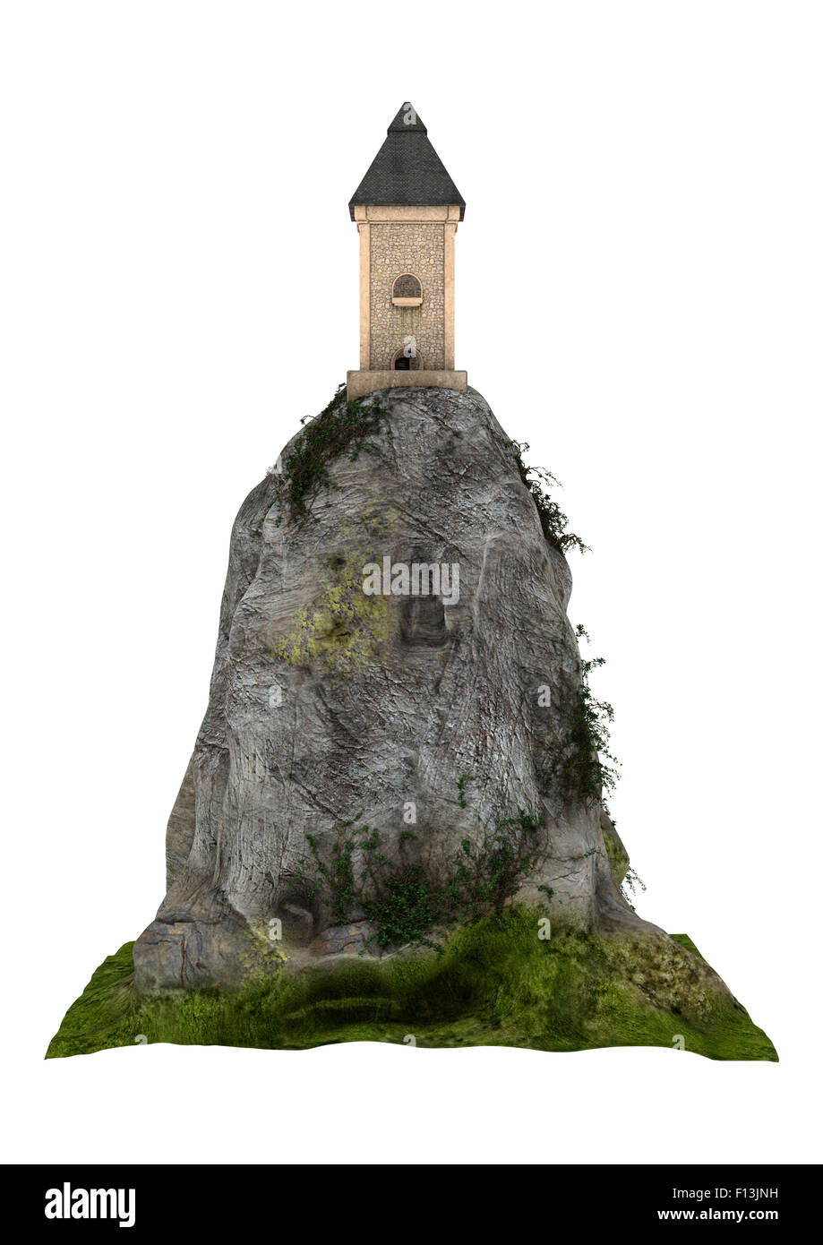 3D digital render of a fairytale tower isolated on white background Stock Photo