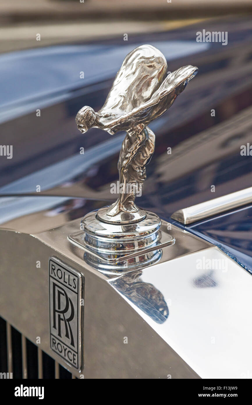 The Spirit of Ecstasy or Flying Lady mascot adorning the bonnet of a ...