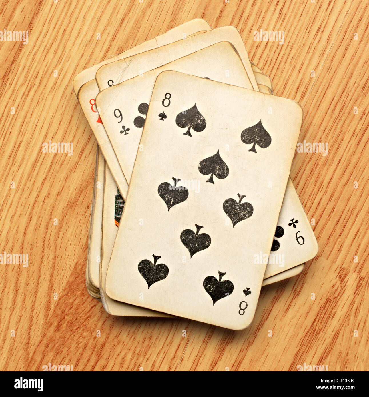Pack of old playing cards in closeup Stock Photo - Alamy