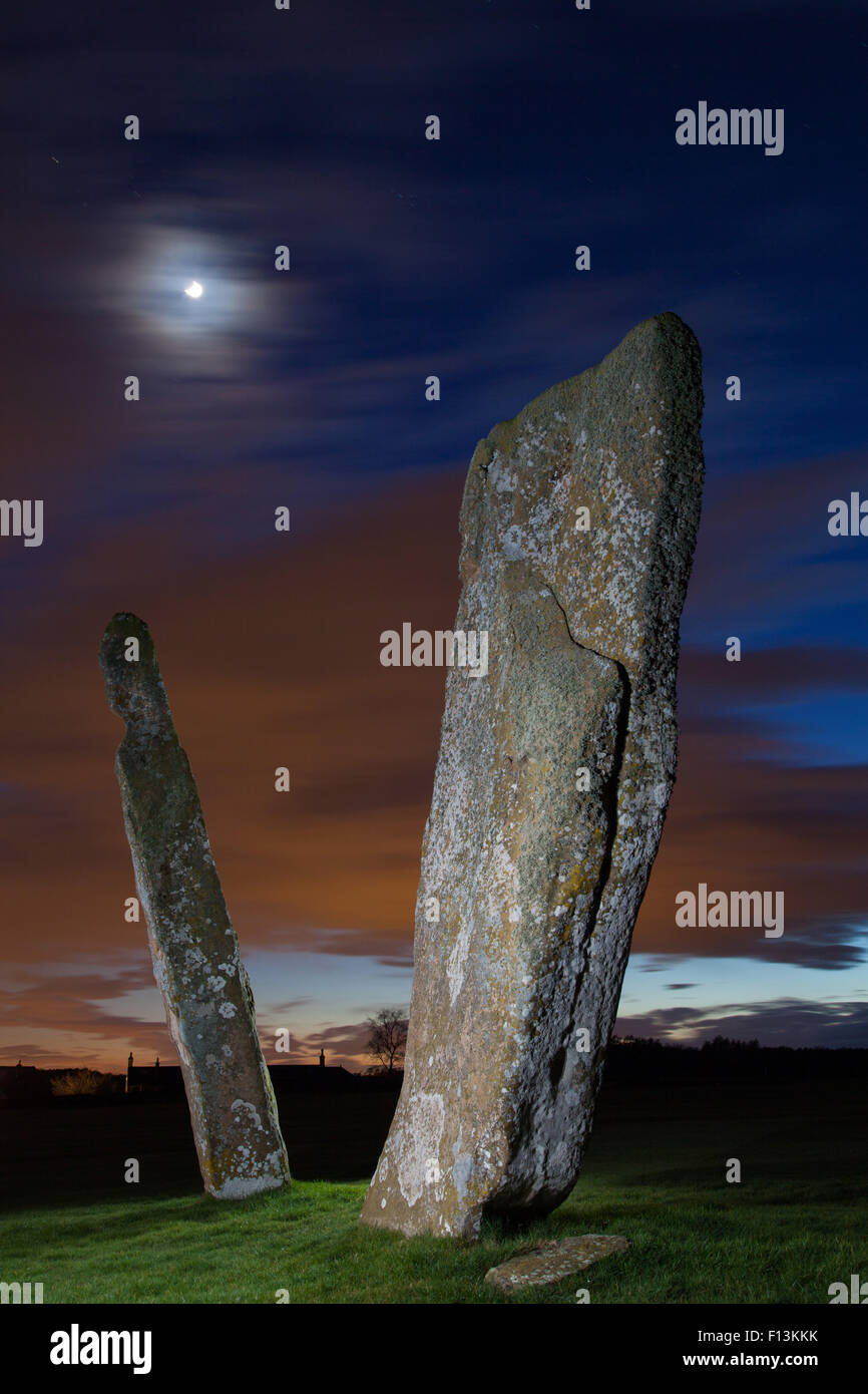The impressive standing stones of Lundin Links, Fife Scotland. Stock Photo