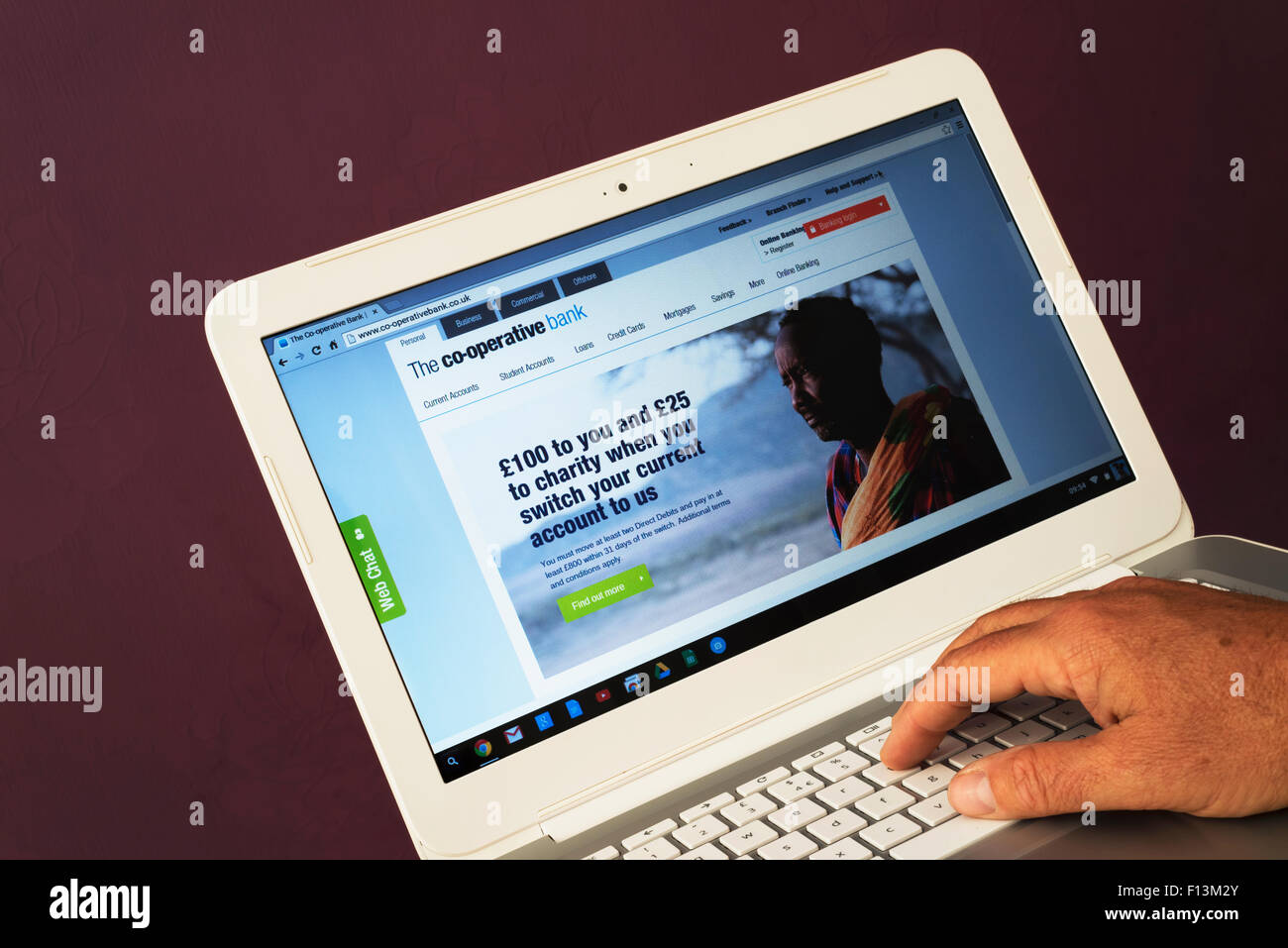 Website belonging to The Co-Operative Bank being viewed on a laptop computer Stock Photo