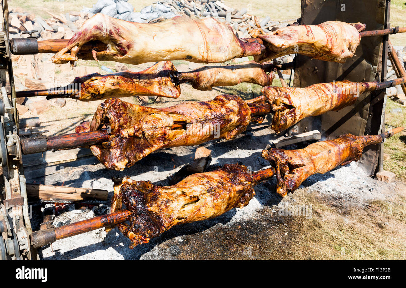 Bulgarian barbecue is a tradition of roasting meat over an open fire, prepared in a special way. Most often the barbecue is prep Stock Photo