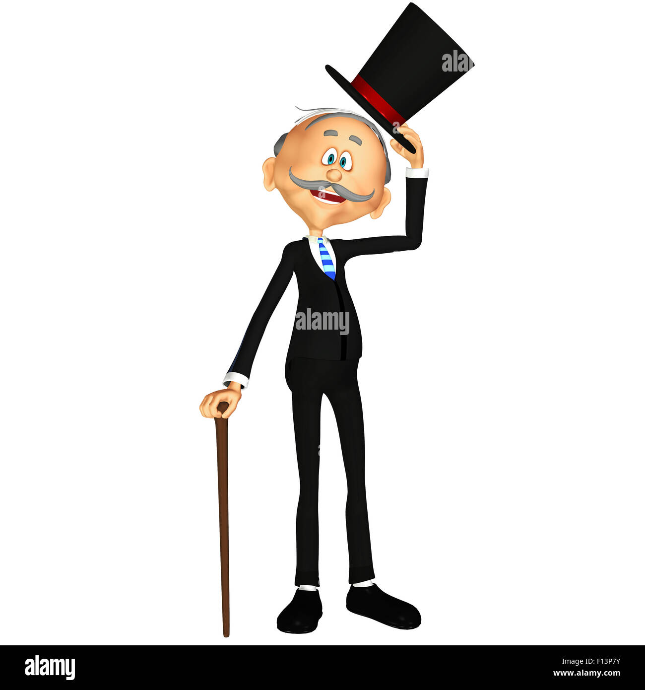 Illustration of an old gentleman isolated on a white background Stock Photo