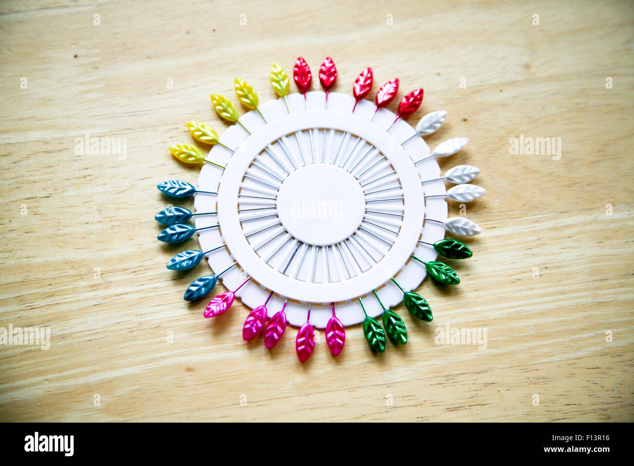 Colored Needles Pins Sewing On White Stock Photo 253264126