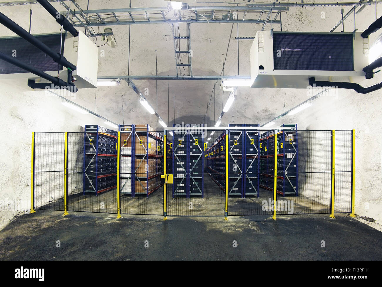 Main storage room of Svalbard Global Seed Vault where approximately 800,000  seeds are stored at -18 C, Svalbard, Norway, July 2012 Stock Photo - Alamy