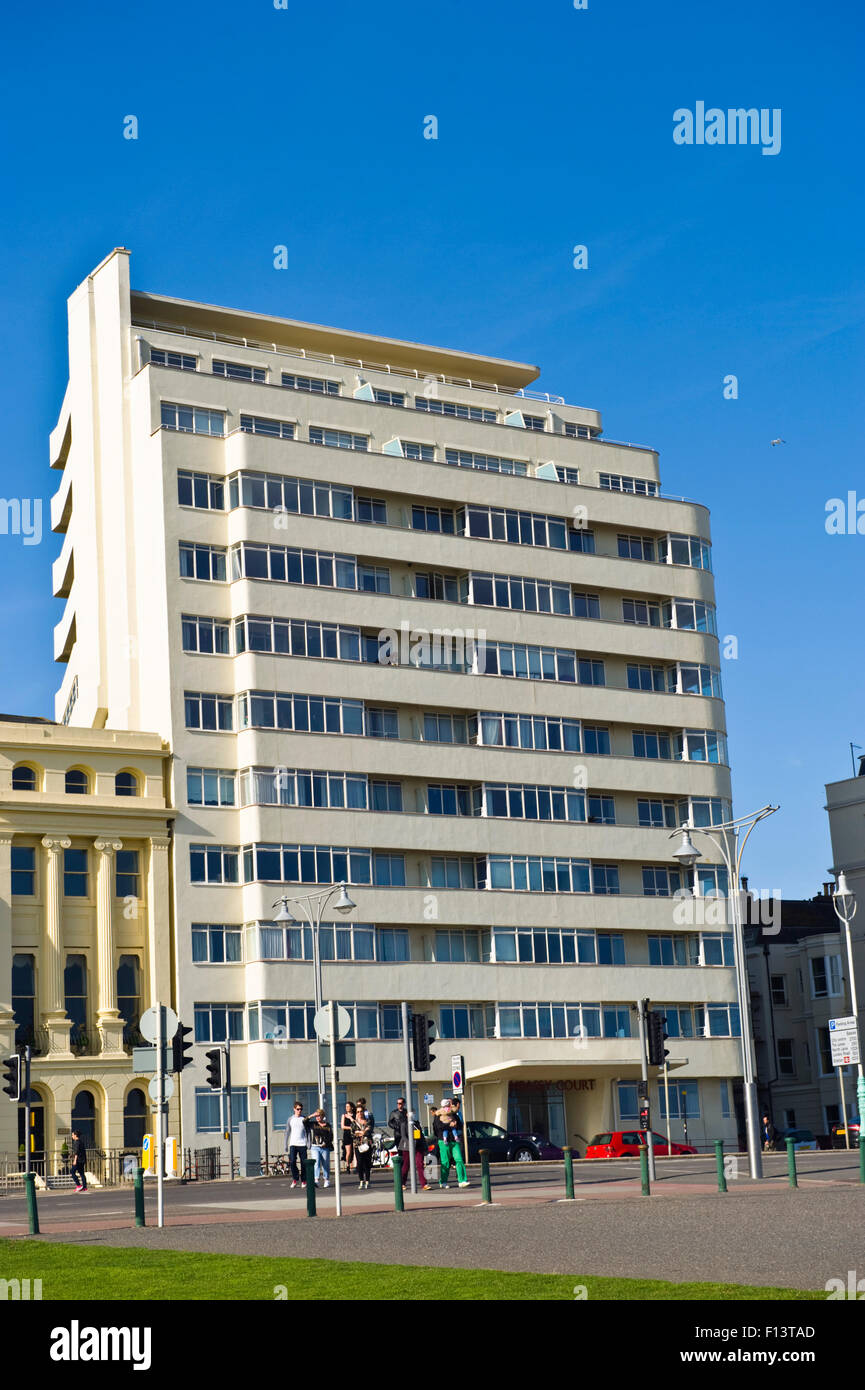 Large modern block of flats overlooking seafront at Brighton East