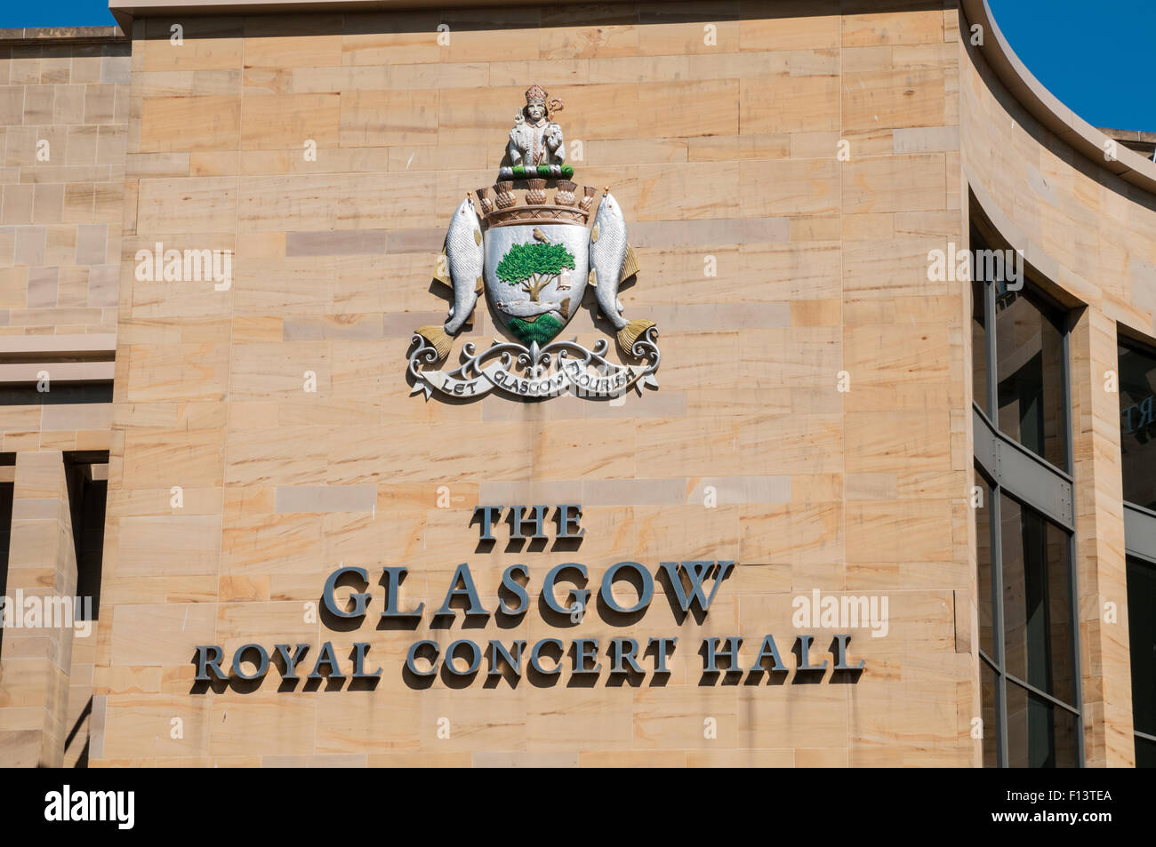 City of Glasgow coat of Arms on wall of Glasgow Concert Hall Glasgow