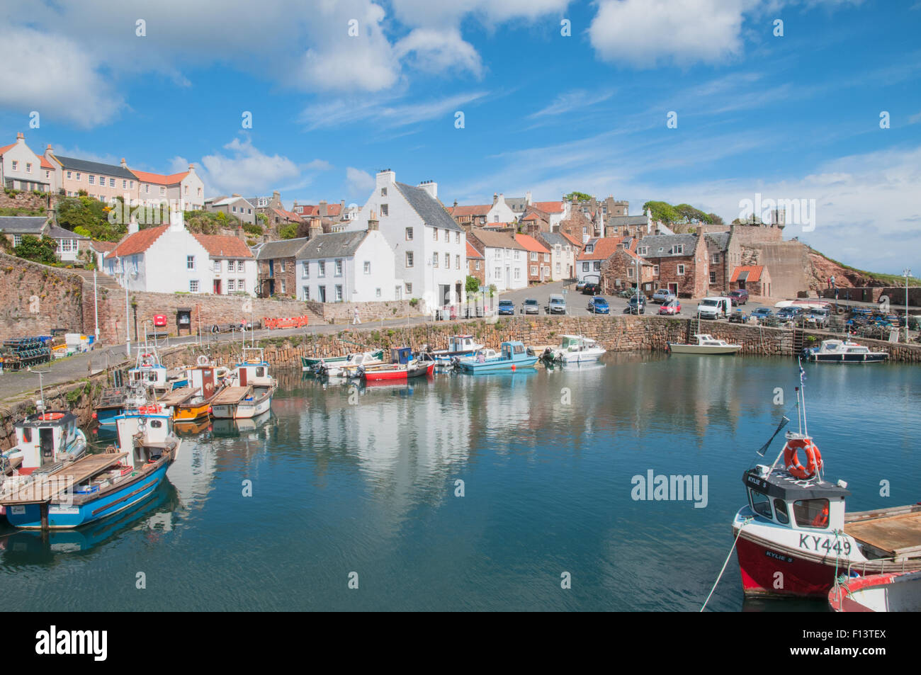 Fishing boats in Crail Harbour East neuk Fife Scotland Stock Photo