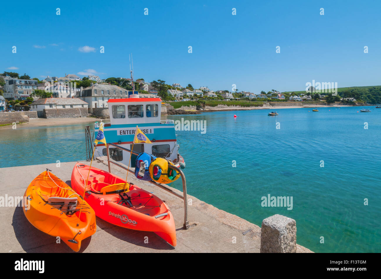 Pleasure Boat and Sea Kayaks at St Mawes Cornwall England Stock Photo Alamy