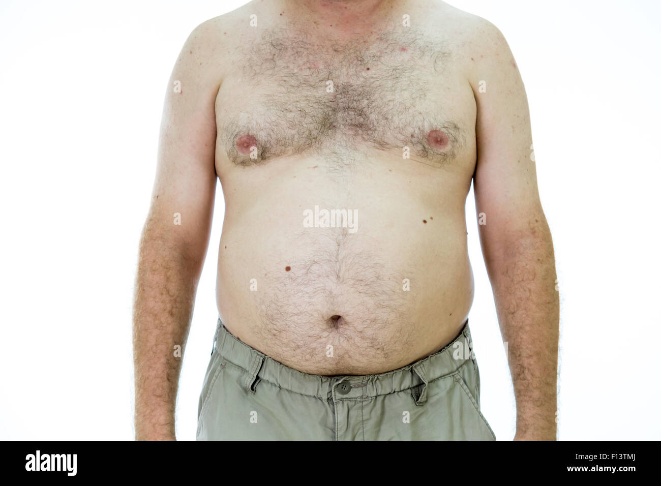 Fat Man Front Obese man with fat stomach, front view Stock Photo - Alamy