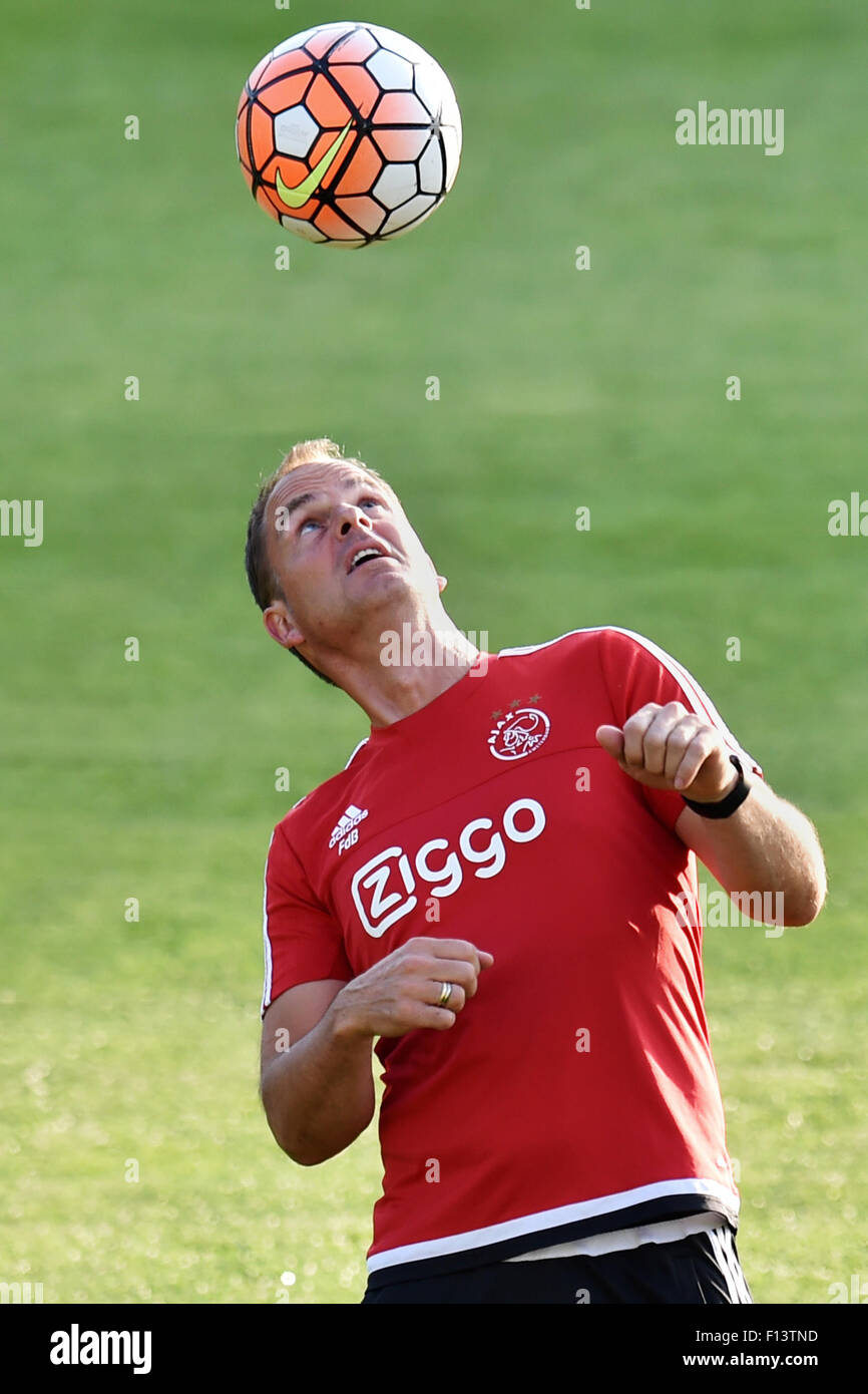 Coach of Ajax Amsterodam Frank de Boer attends Ajax training session prior to the fourth qualifying round of the UEFA Europa League match FK Jablonec vs Ajax Amsterodam in Jablonec nad Nisou, Czech Republic, on Wednesday, August 26, 2015. (CTK Photo/Radek Petrasek) Stock Photo