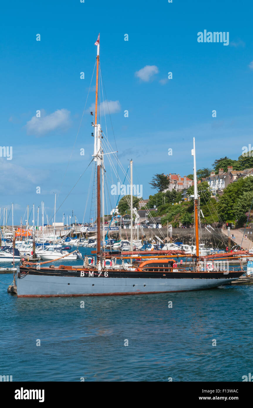 Old Brixham Sail Trawler at Marina Brixham Devon England Stock Photo