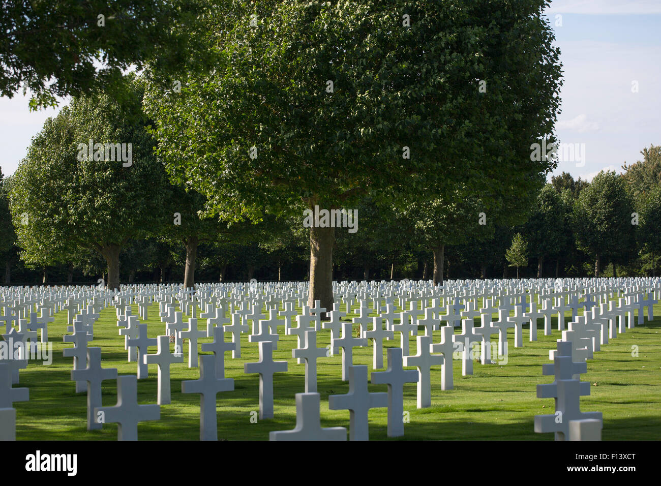 Graves at the Netherlands American Cemetery and Memorial in the province Noord-Limburg Stock Photo