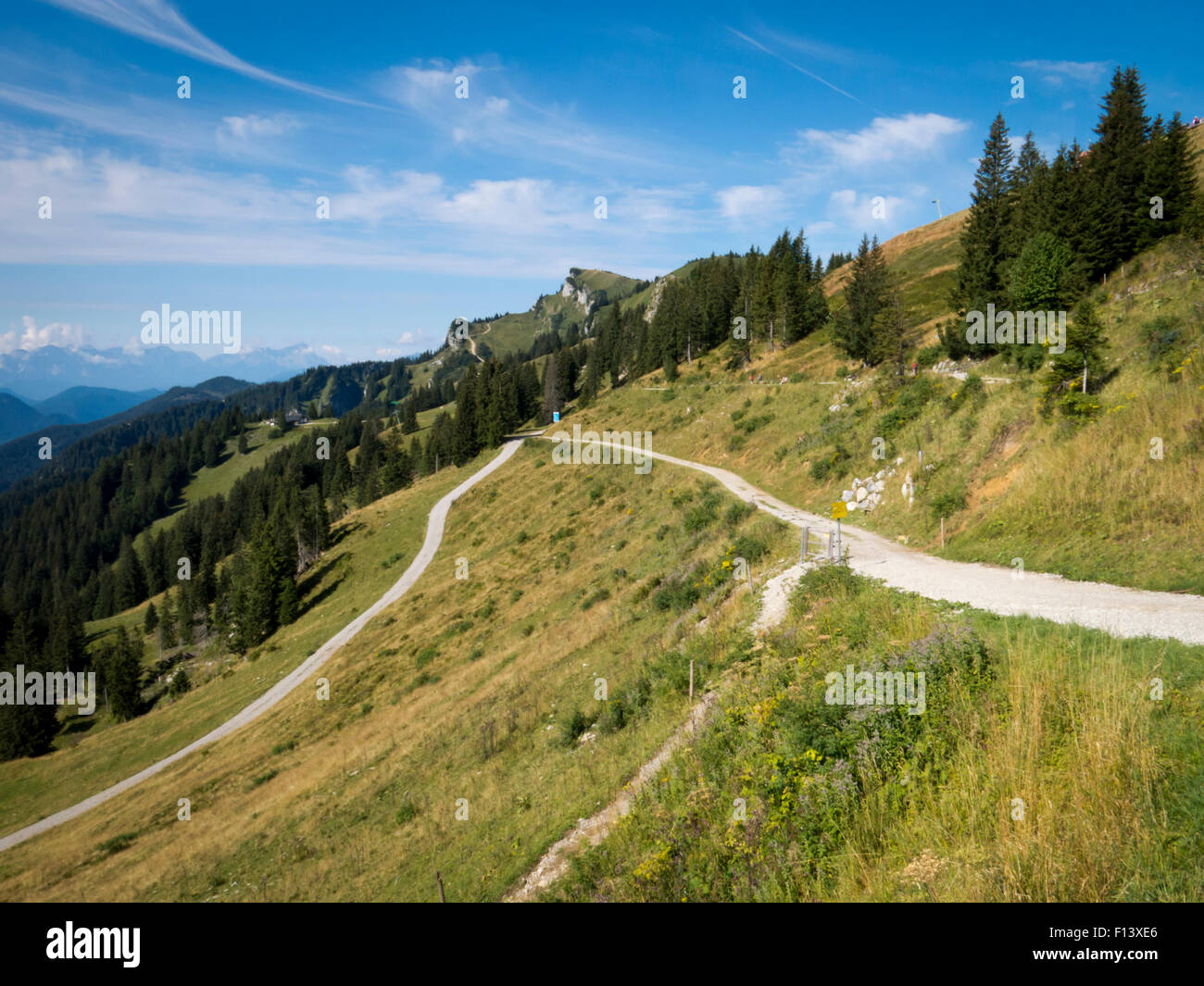 Wanderweg in Bayern in der Nähe vom Brauneck bei Lenggries Stock Photo