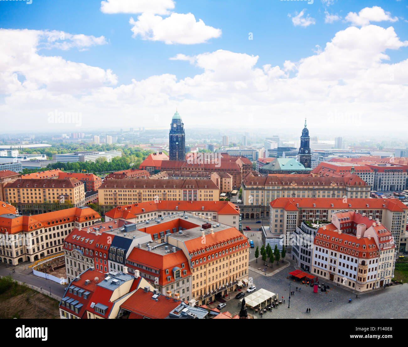 View of Dresden panorama towards Neumarkt Stock Photo