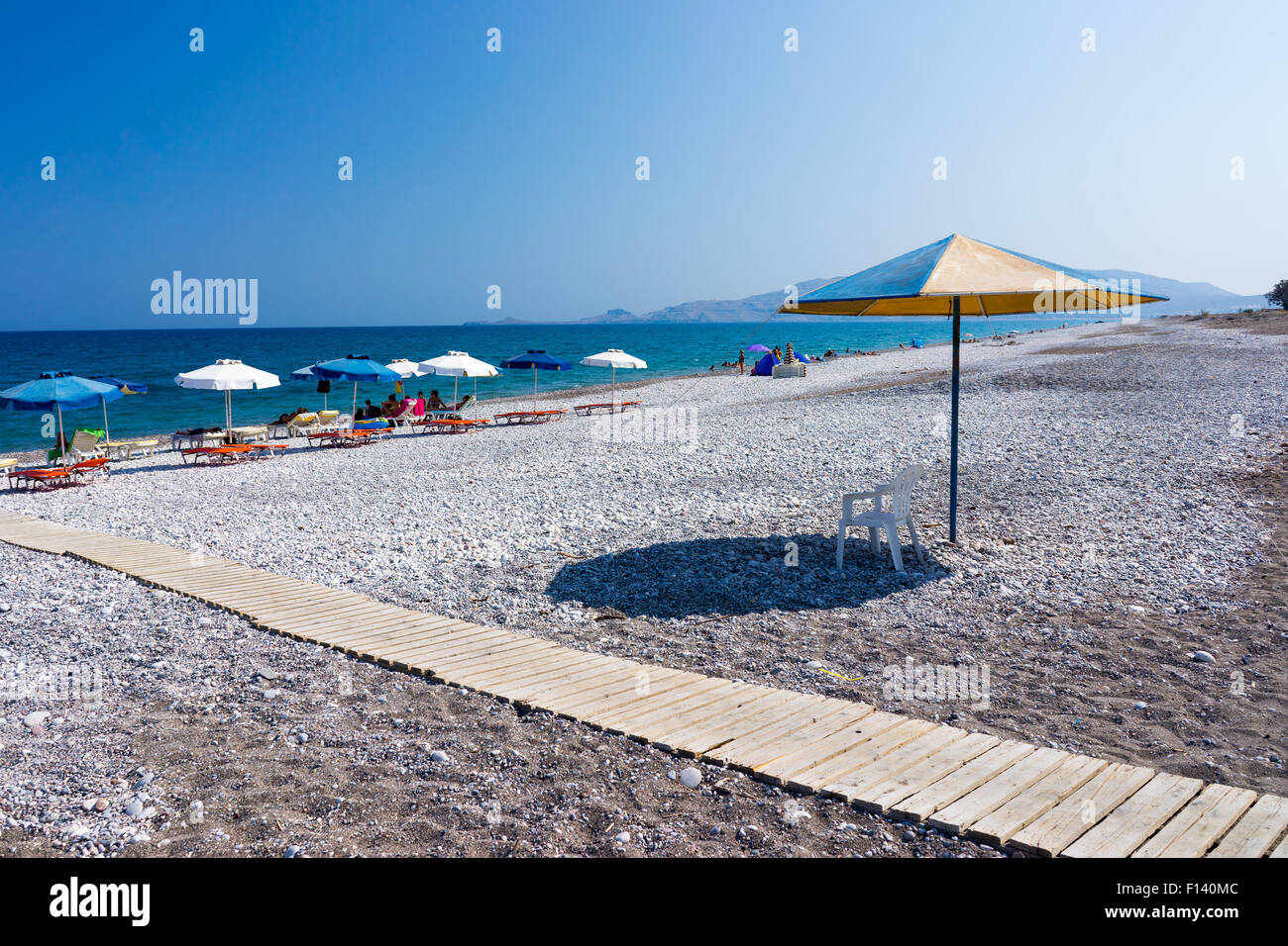 The Beautiful Haraki Beach Rhodes Dodecanese Greece Stock Photo