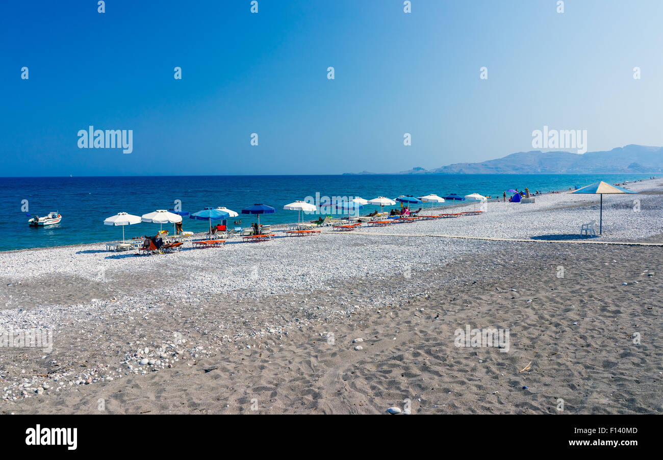 The Beautiful Haraki Beach Rhodes Dodecanese Greece Stock Photo