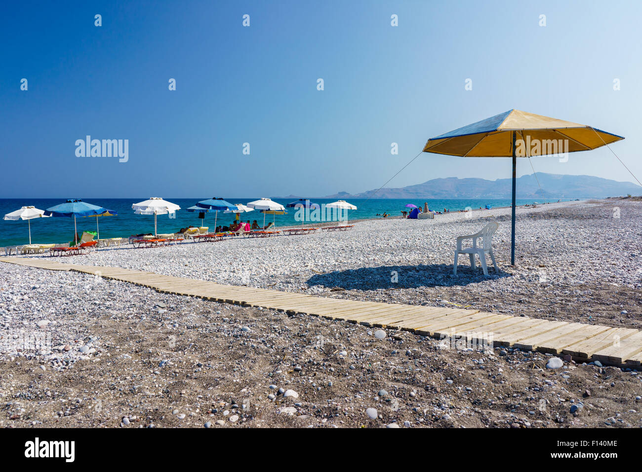 The Beautiful Haraki Beach Rhodes Dodecanese Greece Stock Photo