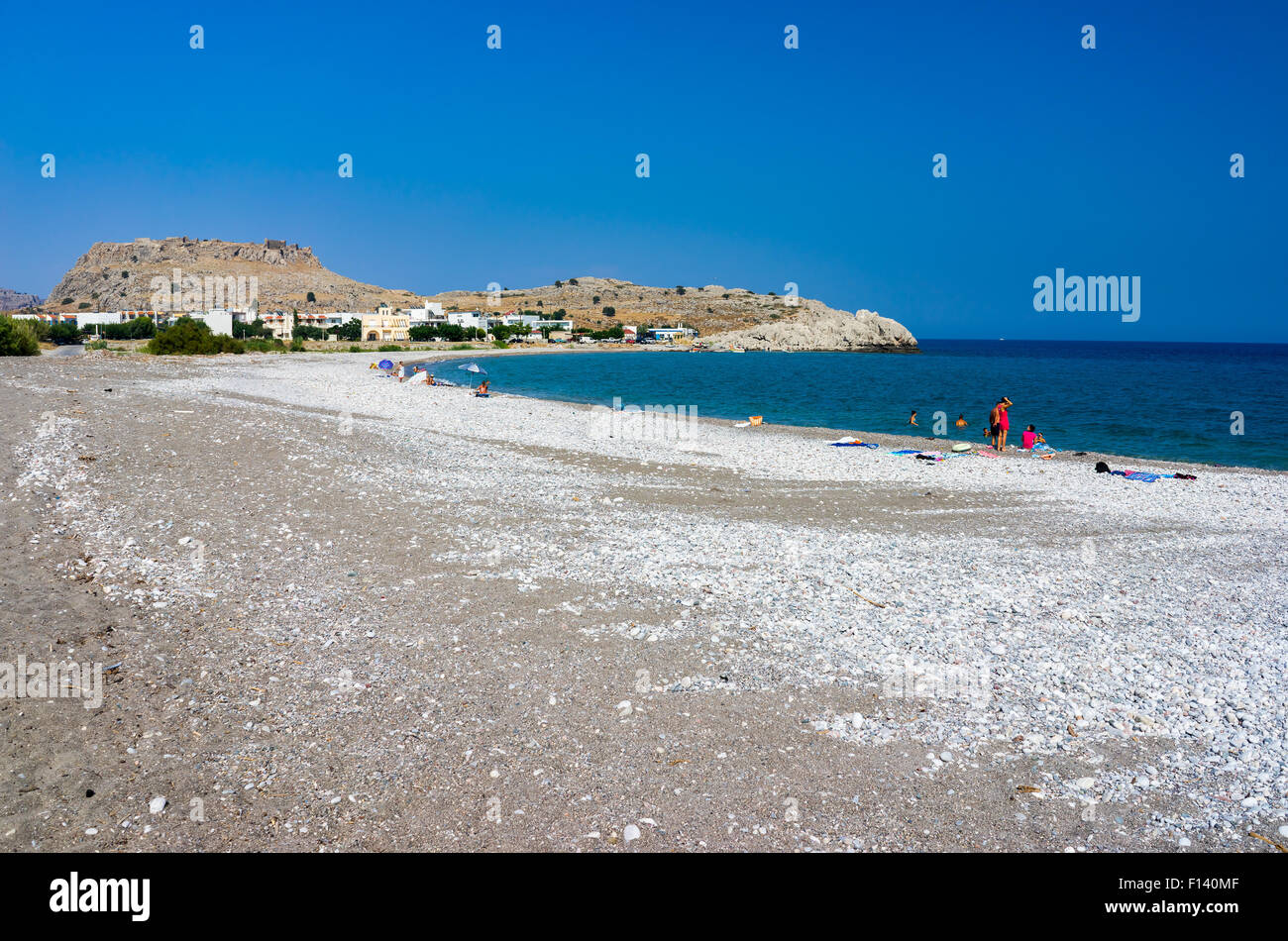 The Beautiful Haraki Beach Rhodes Dodecanese Greece Stock Photo