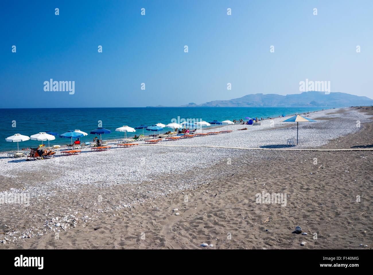 The Beautiful Haraki Beach Rhodes Dodecanese Greece Stock Photo