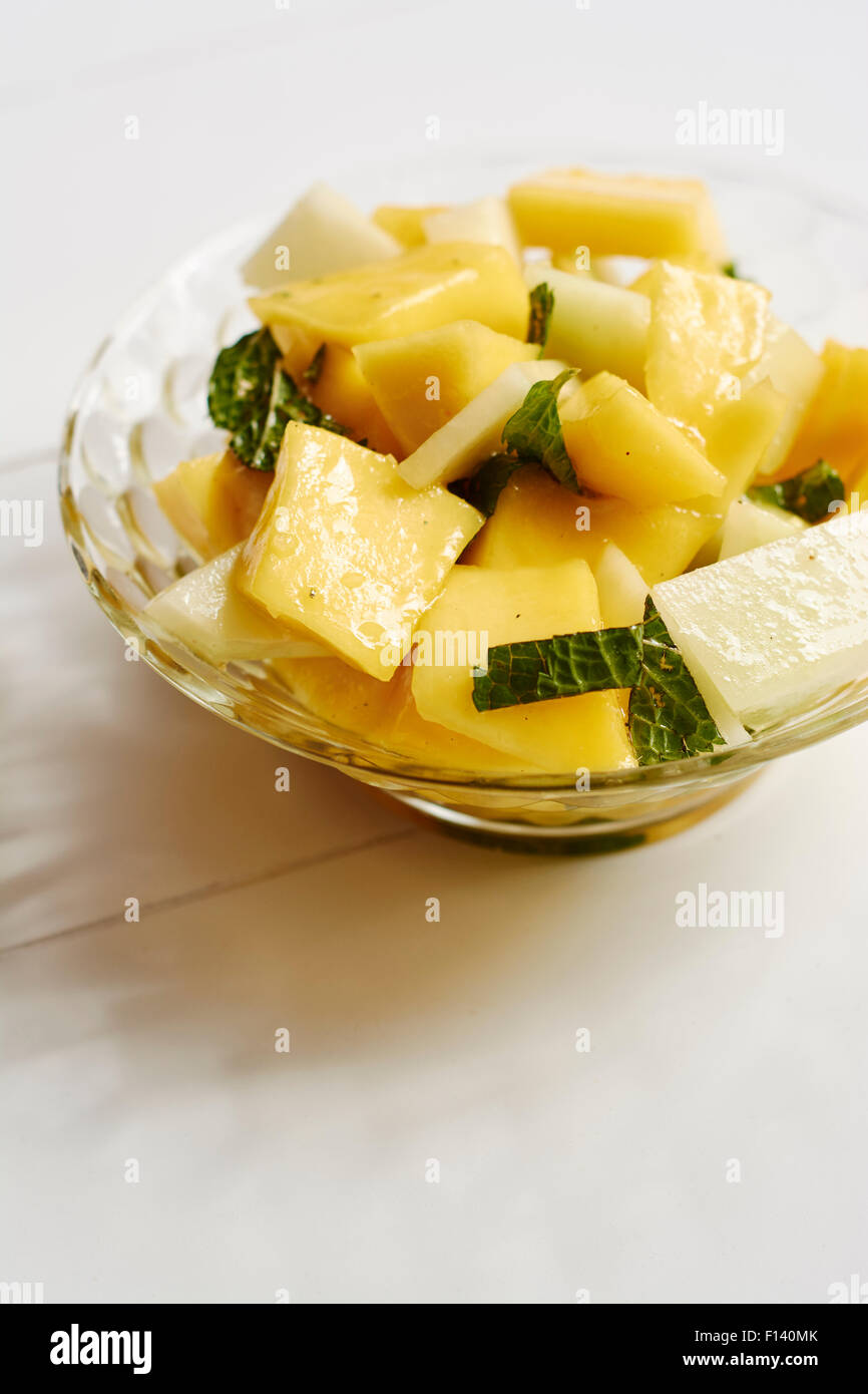 Mango Kohlrabi Mint Salad Stock Photo