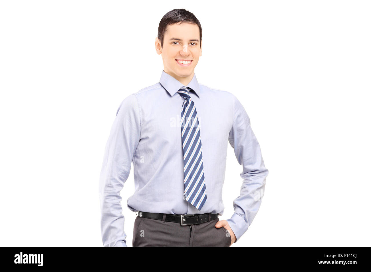 Young confident businessman posing isolated on white background Stock ...