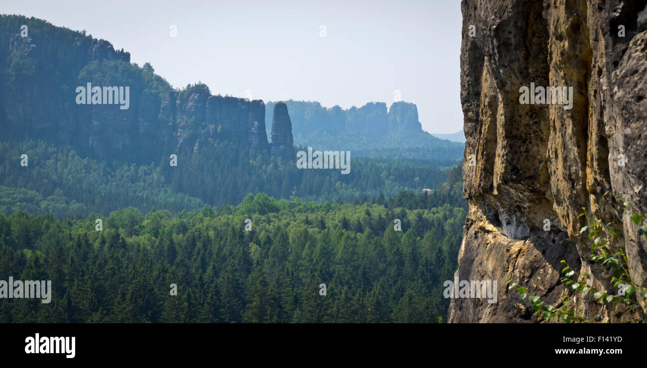 Ausblick vom Kuhstall im Elbsandsteingebirge Stock Photo