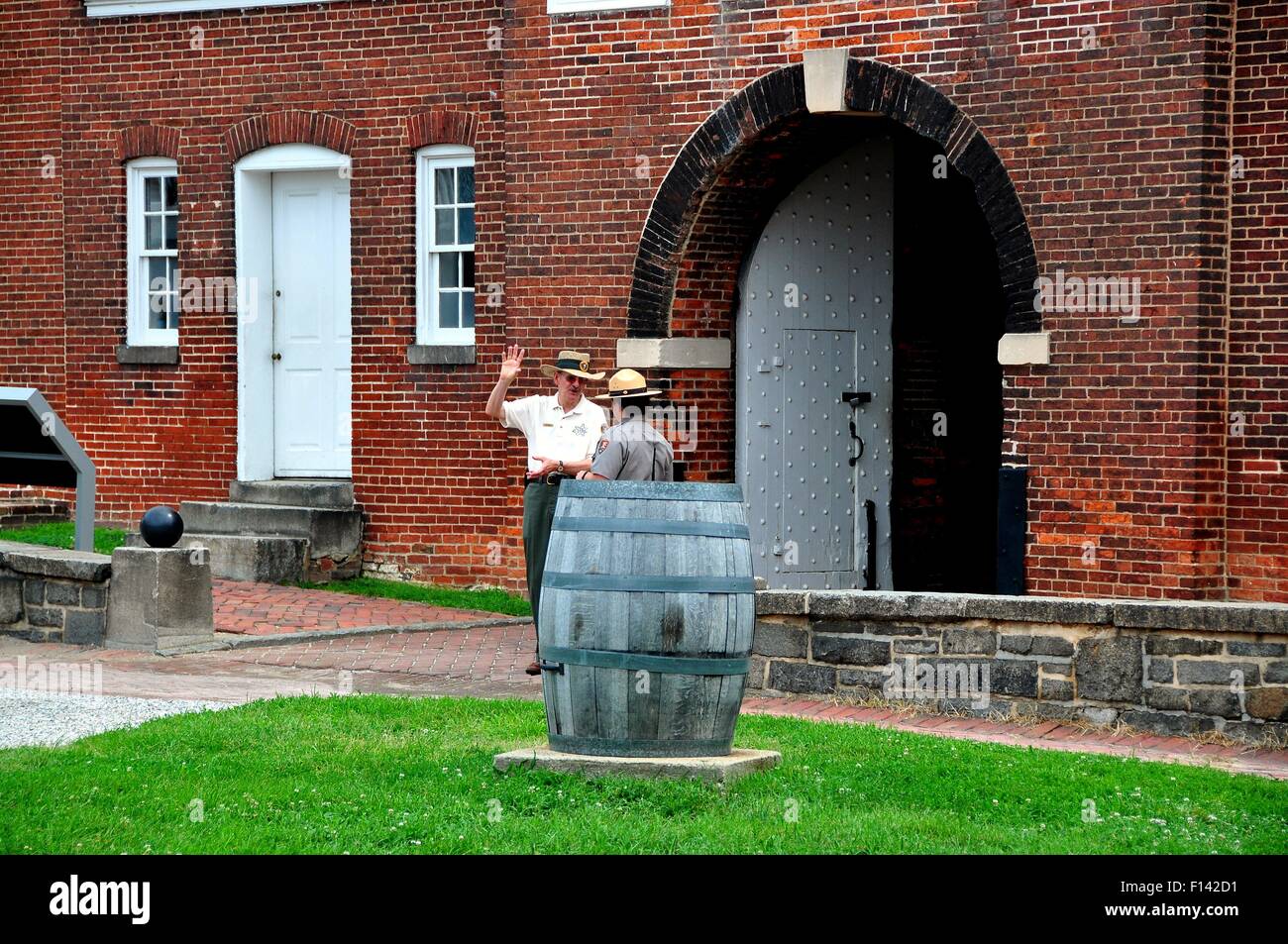 Baltimore, Maryland : Two U. S. Park Rangers stand at the sally port ...