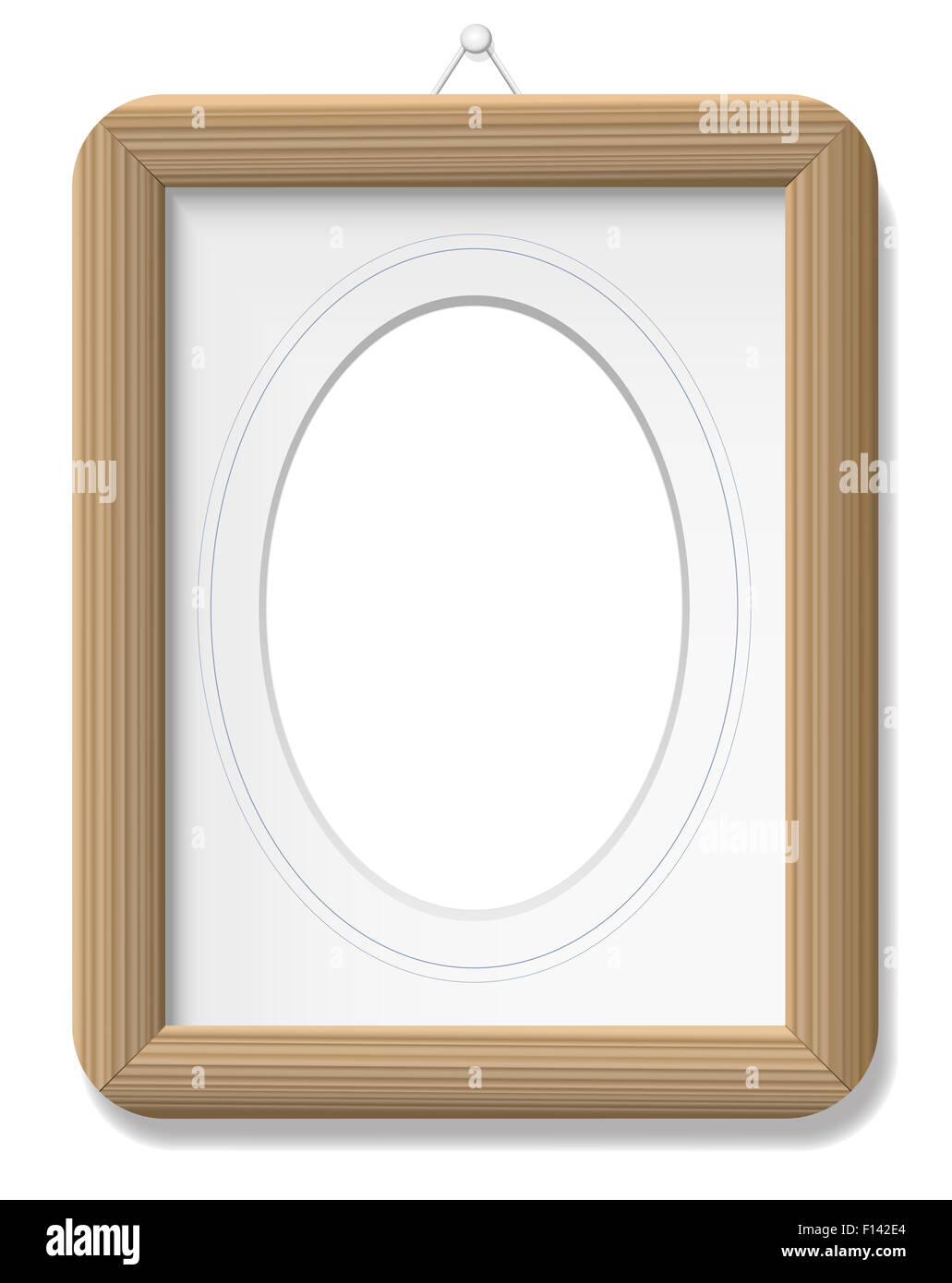 Photo frame - wooden vintage style with mat and french lines. Illustration on white background. Stock Photo