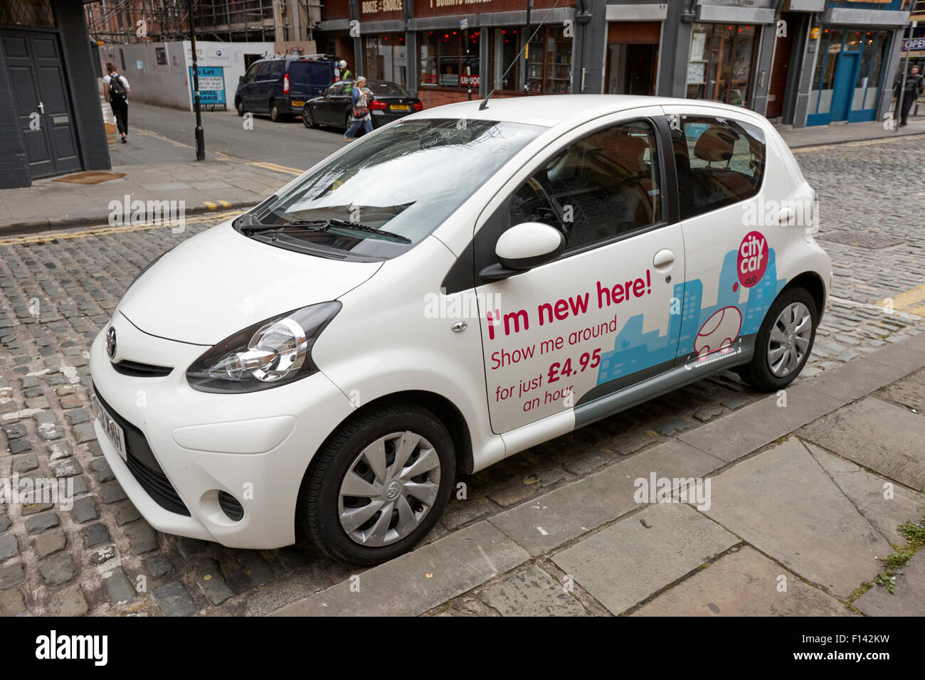 city car club toyota car sharing scheme in Northern quarter Manchester uk Stock Photo