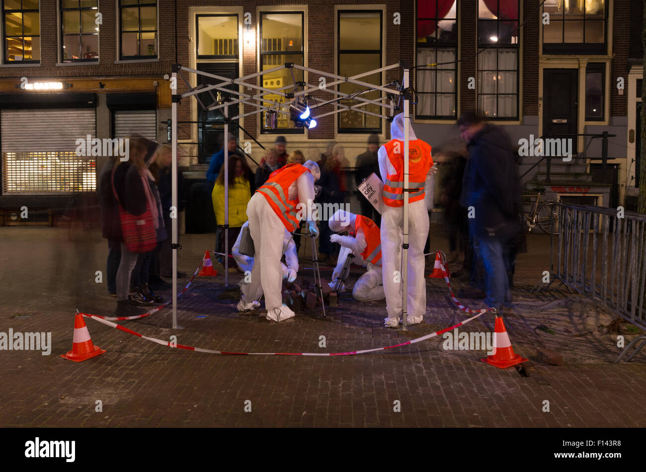 Light art at the Amsterdam light festival. Around december the historical center of Amsterdam pres Stock Photo