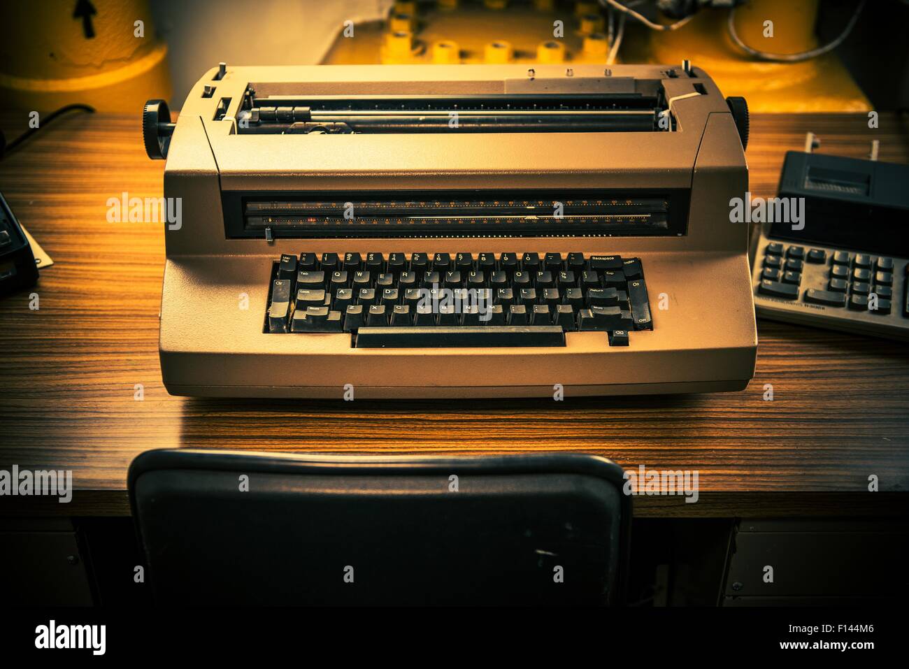 Vintage Electric Typewriter on the Aged Wooden Desk Stock Photo Alamy