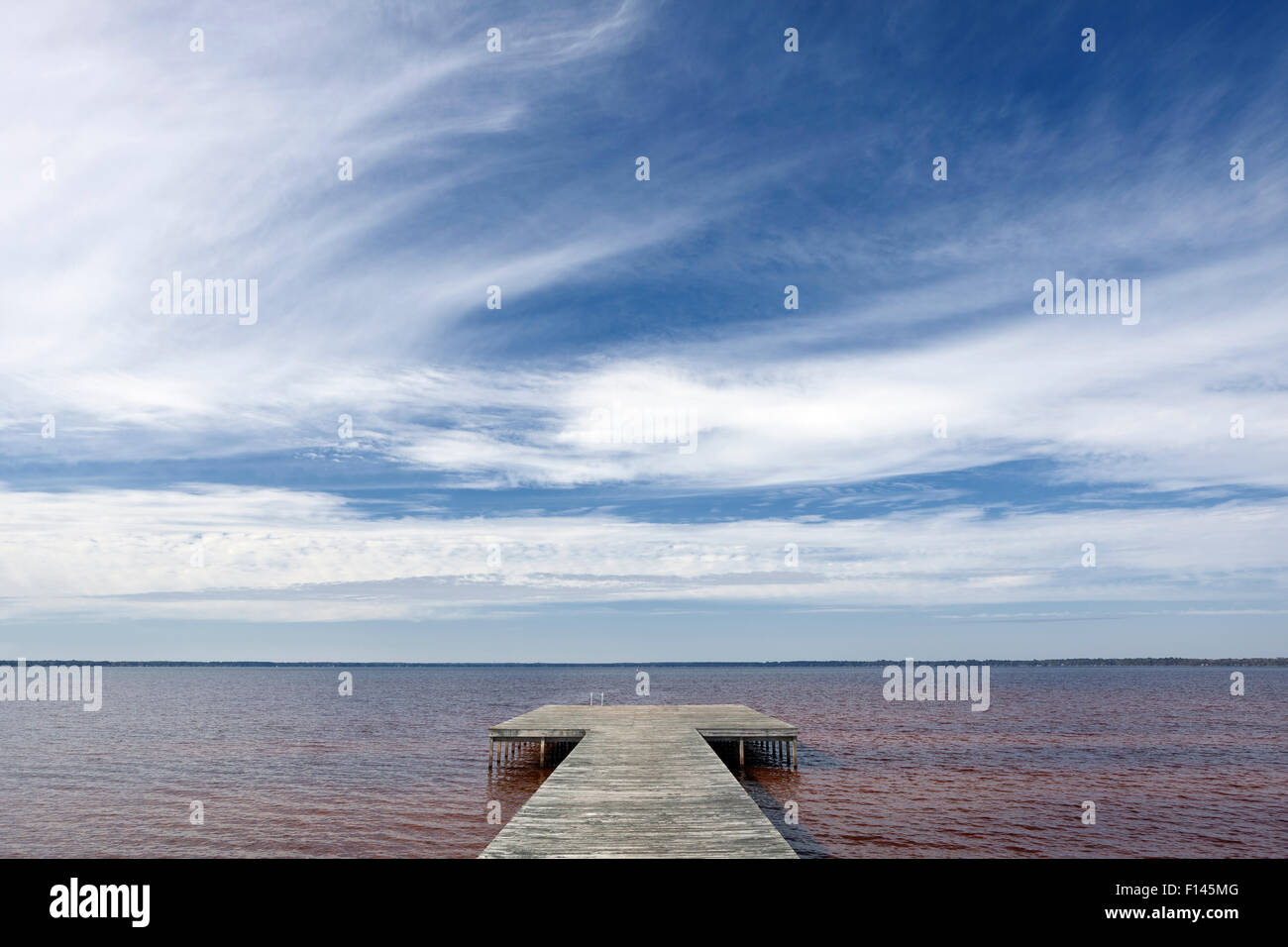 Swimming dock at Lake Waccamaw State Park. North Carolina, USA, October