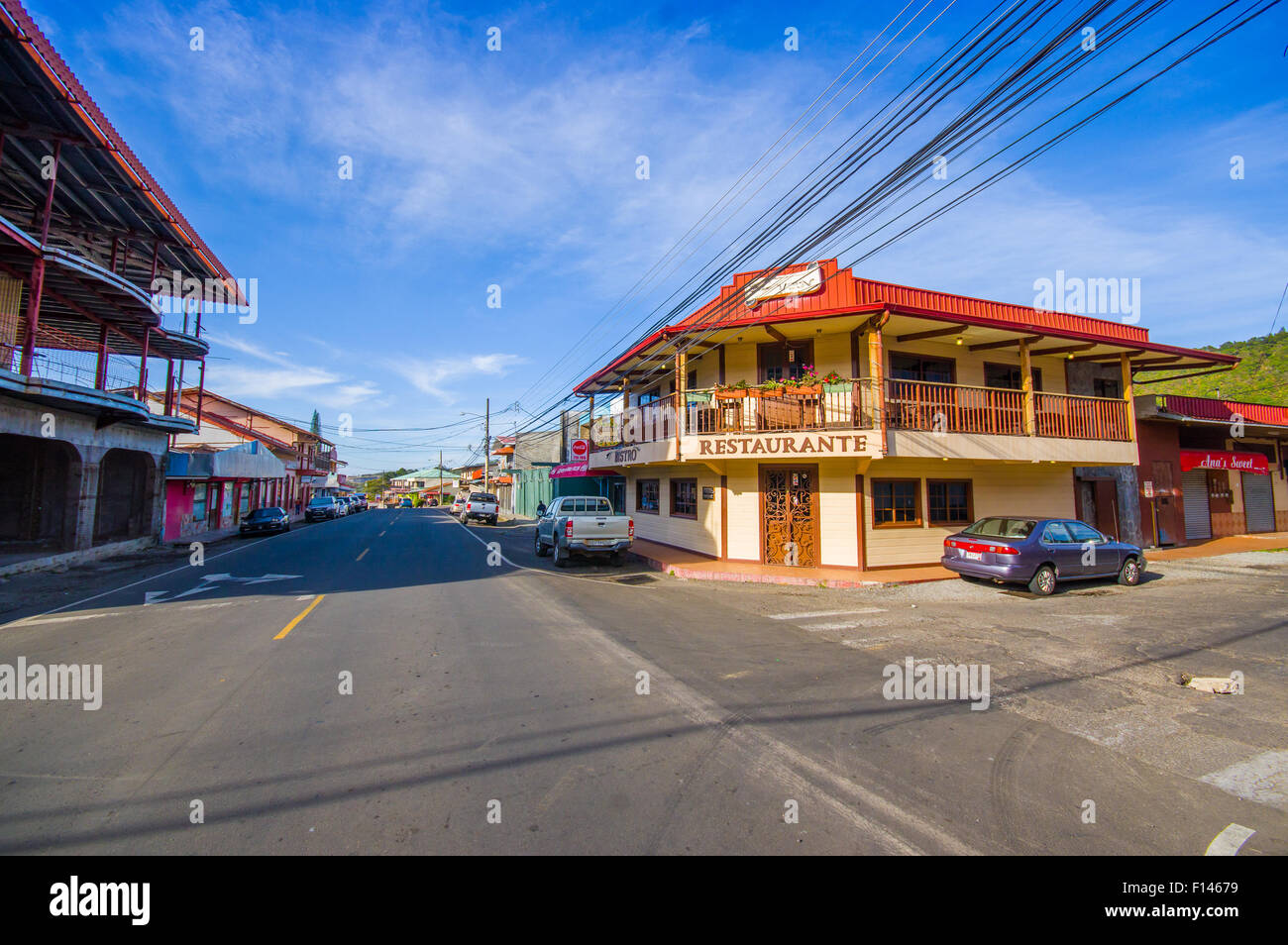 Boquete is a small town on the Caldera River, in the green mountain highlands of Panama. Stock Photo