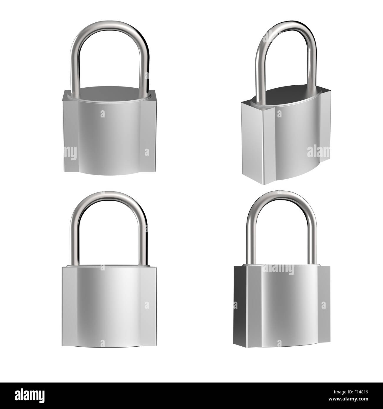 set of 3d metal padlock on white background Stock Photo - Alamy